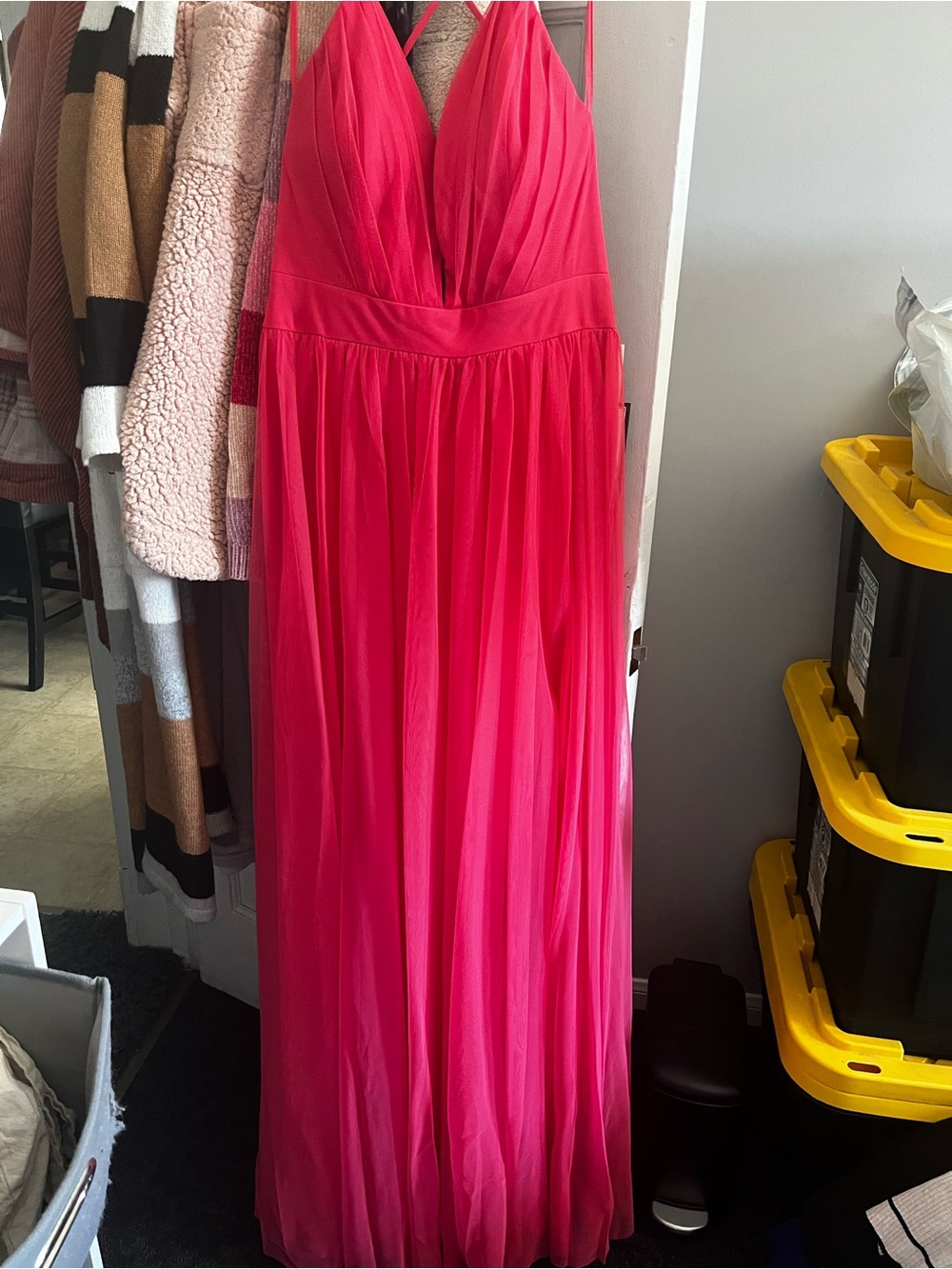 Emerald Sunday melon  V-Neck Spaghetti Strap Maxi Dress